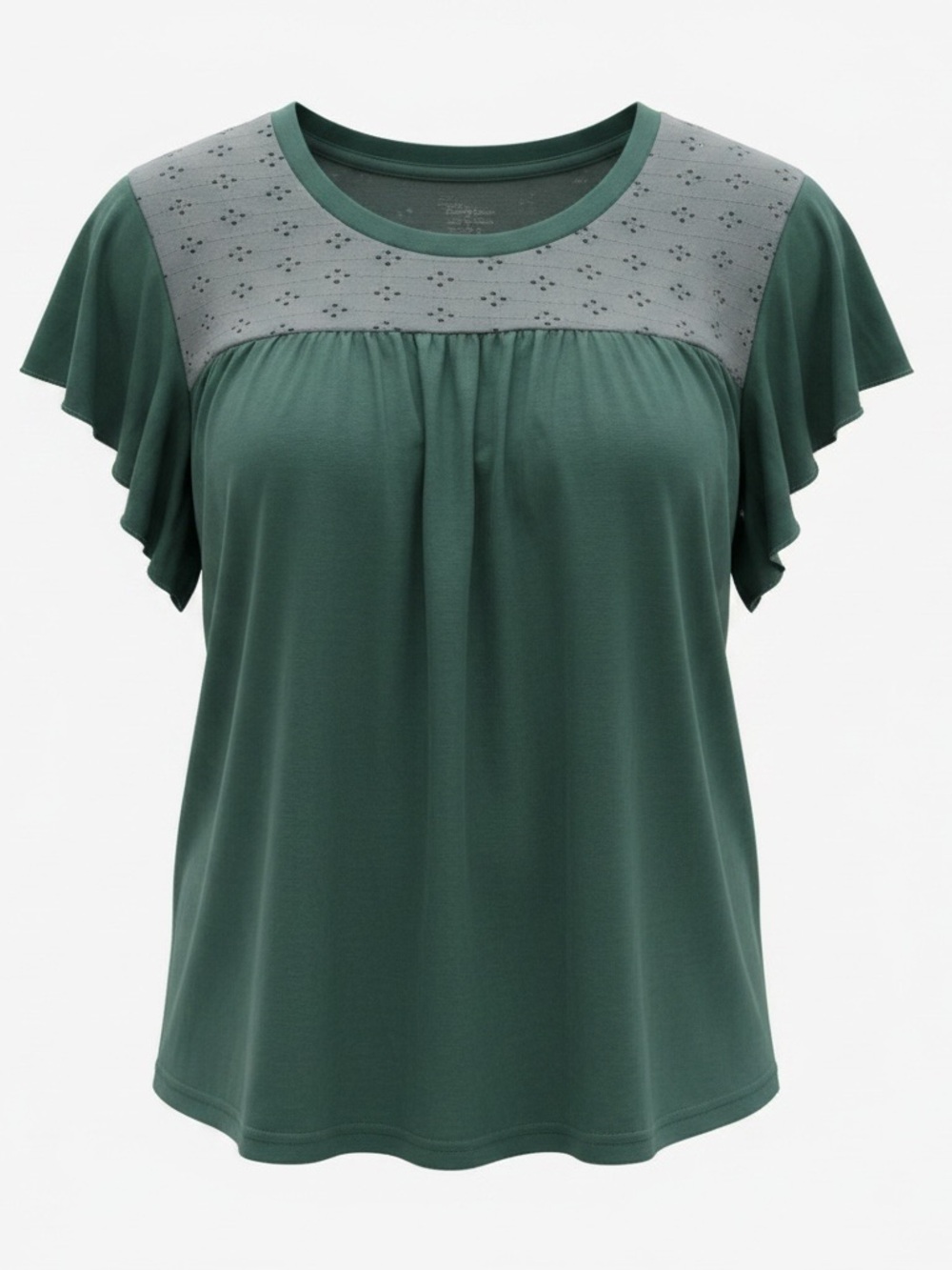Flutter Sleeve Yoke Top in Forest Green